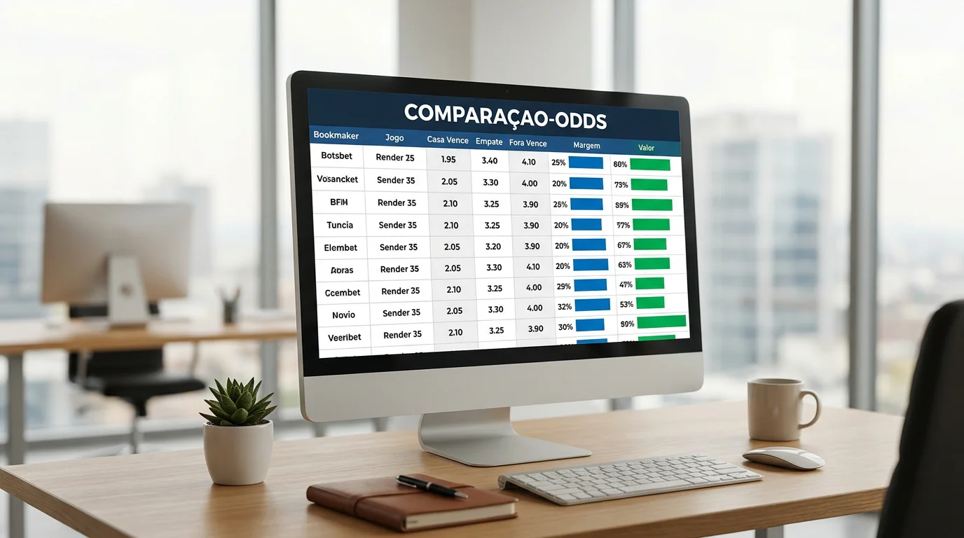 Gráfico comparativo de odds de diferentes casas de apostas num ecrã